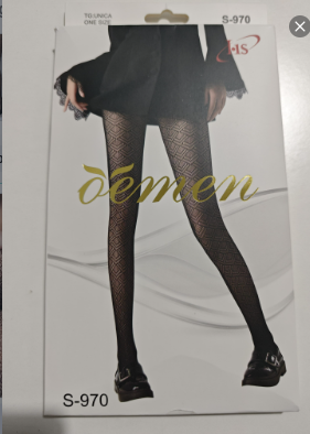 Collant neri donna fantasia geometrica a rombi Taglia Unica